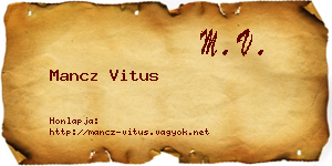 Mancz Vitus névjegykártya